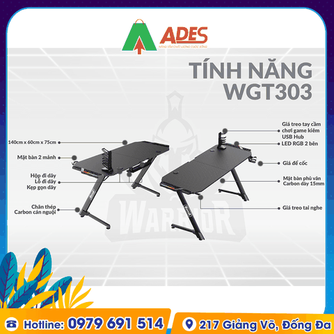 Bàn gaming WARRIOR Zealot Series WGT303