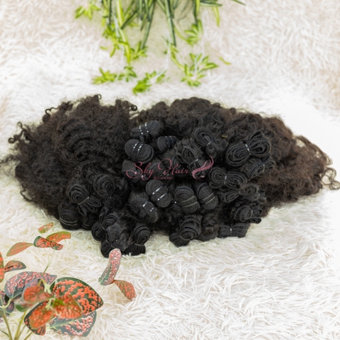 Kinky Curly Double Drawn Weft Hair - Natural Color