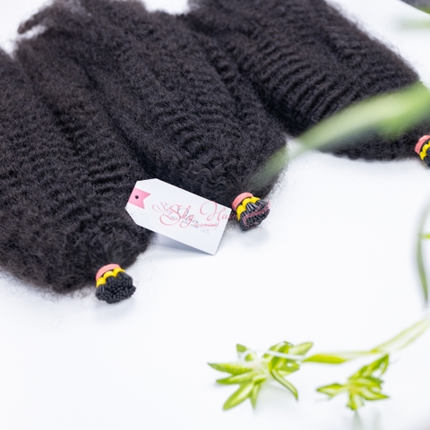 Kinky Curly I-Tip Hair - Natural Color