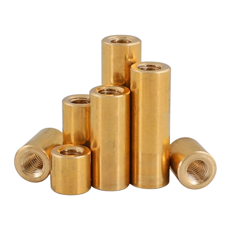 Đai Ốc Trụ Dài Bằng Đồng Thau M6 M8 M10 M12 – Đai Ốc Tròn Ren Xuyên Suốt