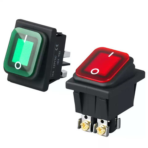 Công tắc gạt chống thấm nước KCD4 công suất cao 30A, có đèn chiếu sáng, chân đế vít, 2 vị trí