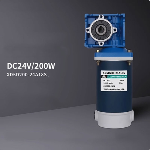 Động cơ giảm tốc DC bánh vít 12, 24V công suất 200Wmô-men xoắn cao tiến và lùi điều chỉnh tốc độ 5D200GN-RV30/RV40
