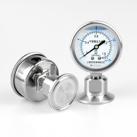 Đồng hồ áp suất màng inox YTP-60BF – kiểu kẹp Clamp nhanh