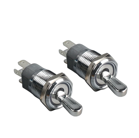 Công tắc gạt bằng kim loại có đèn báo, dòng điện cao 15A, hai tốc độ và ba tốc độ