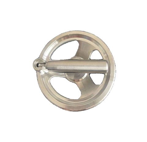 Tay quay vô lăng inox 304 với tay cầm có thể gập lại