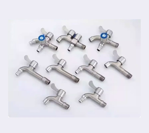 Vòi nước inox 304 -vòi hổ tay gạt xả nhanh dùng cho máy giặt tăng áp nhanh đầu vào phi 21mm