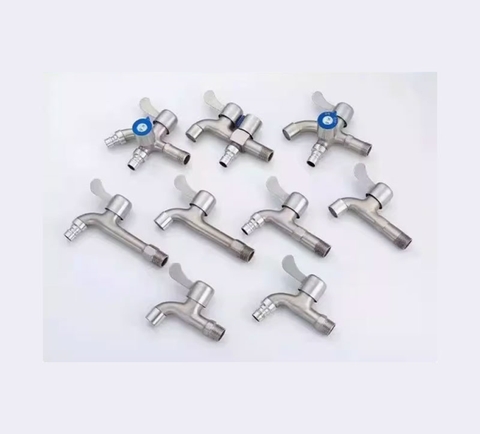 Vòi nước inox 304 -vòi hổ tay gạt xả nhanh hai cửa ra đầu vào phi 21