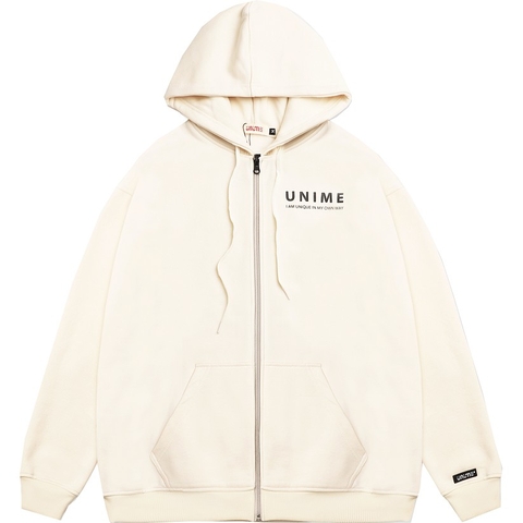 Áo khoác dây kéo Unime Hoodie Zip Flex 1.0 - Màu kem