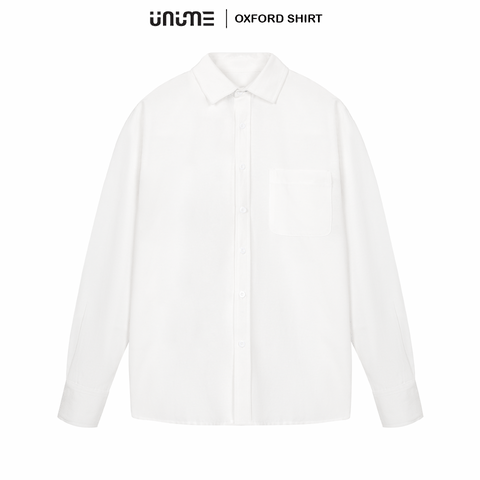 Áo sơ mi trắng cơ bản Unime vải premium oxford có túi áo