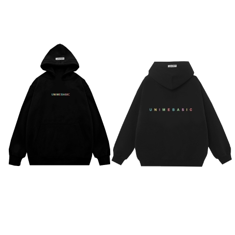 Áo Hoodie Unisex Nam/Nữ Unime Colorful- Đen