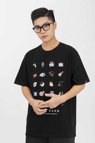 ÁO THUN NAM/NỮ UNIME MULTI ICON - ĐEN