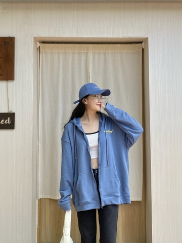 ÁO KHOÁC NAM/NỮ HOODIE ZIP UNIME BASIC ESSENTIAL -  XANH NAVY
