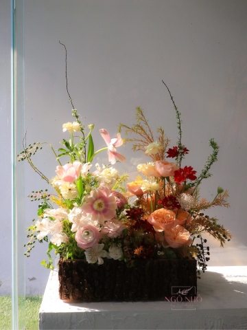 Hộp Hoa Gỗ 027 - Tone Đỏ