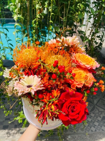 Hộp Hoa 079 - Tone Cam Đỏ