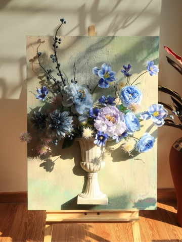 Tranh Hoa Lụa - Tone Xanh 105