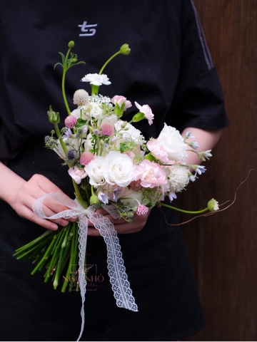 Hoa Cưới Tone Hồng Trắng 209