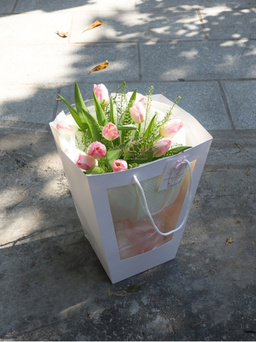 Bó Hoa Tulip Hồng dáng tròn