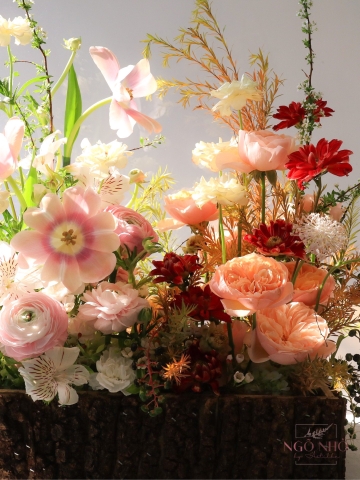 Hộp Hoa Gỗ 027 - Tone Đỏ