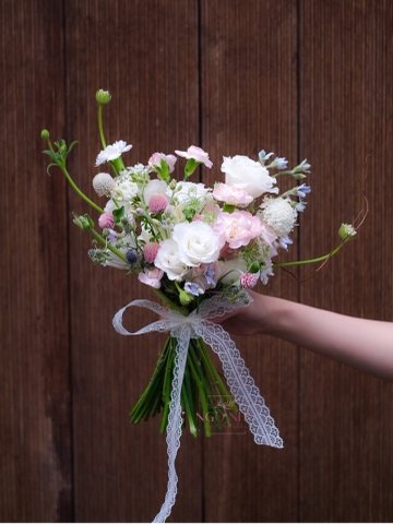 Hoa Cưới Tone Hồng Trắng 209