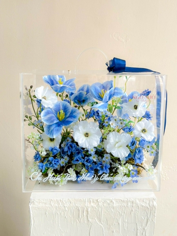 Hộp Hoa Vĩnh Cửu Tone Xanh 502