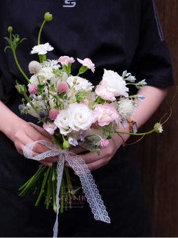 Hoa Cưới Tone Hồng Trắng 209