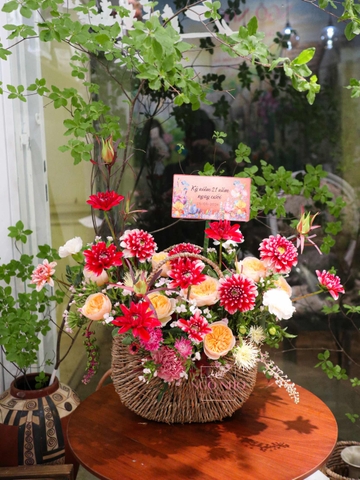 Giỏ Hoa Thược Dược Phối Juliet 928