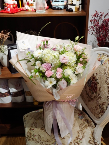 Bó Hoa Tone Hồng mix Cẩm Tú Cầu 288