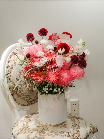 Hộp Hoa 028 - Tone Đỏ Hồng