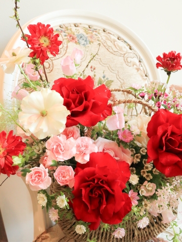 Giỏ hoa Garden Tone Đỏ Hồng 021