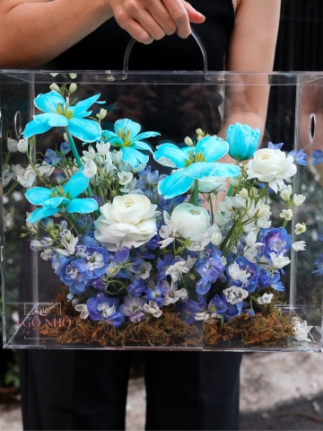 Hộp Hoa Mica - Tone Xanh 302