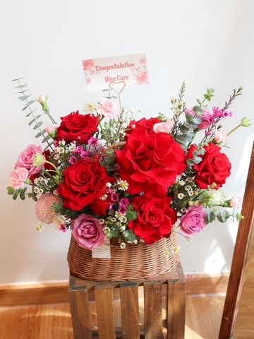 Giỏ Hoa Tone Đỏ 012