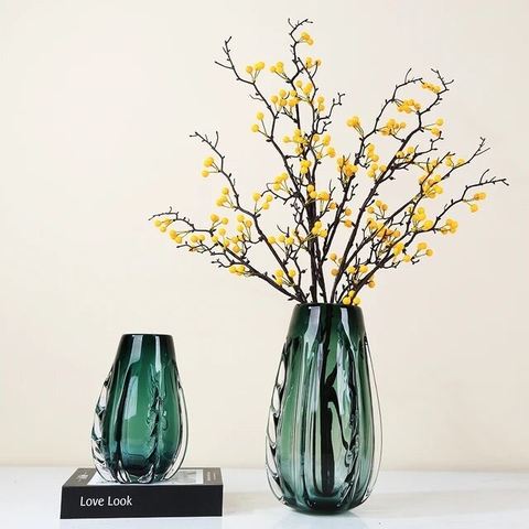 Bình Hoa Thủy Tinh Emerald Glow Vase - Màu Xanh Lá