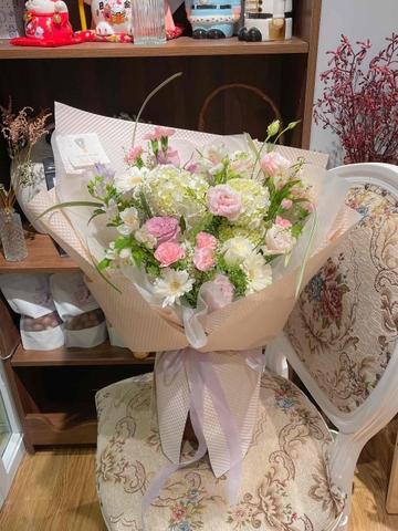 Bó Hoa Tone Hồng mix Cẩm Tú Cầu 288