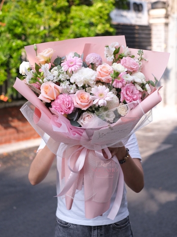 Bó Hoa Tone Hồng Mix 005