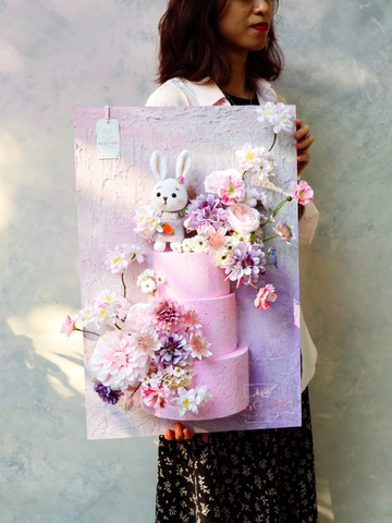 Tranh Bánh Kem Hoa Lụa & Quà - Trang Trí Nội Thất