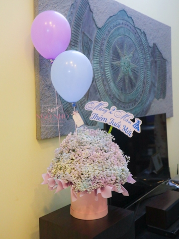 Hộp Hoa Babi Rainbow & Bong Bóng "Ngày Đặc Biệt"