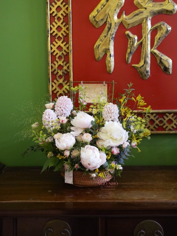 Giỏ Mây Hoa Nhập Khẩu "VVIP" | Peony & Dạ Lan Hương | (Mẫu Đơn)