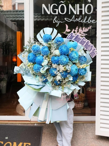 Bó Hoa Cúc Mẫu Đơn Xanh Dương Nhập Khẩu Malaysia