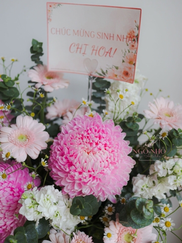 Giỏ Hoa Cúc Mẫu Đơn Hồng Nhạt 238