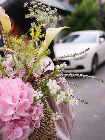 Giỏ Hoa Nhập Khẩu Tone Hồng 022