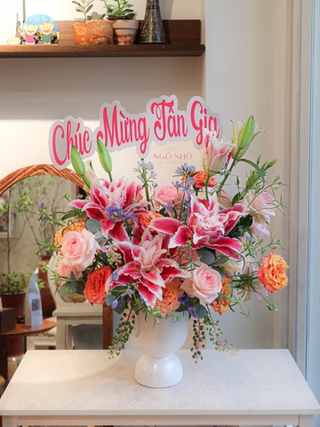 Bình Hoa Ly Kép Tone Hồng 268