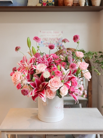 Hộp Hoa Ly Kép Tone Hồng 622