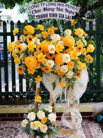 Kệ Hoa Chúc Mừng Tone Vàng 1268