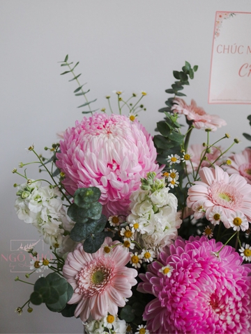 Giỏ Hoa Cúc Mẫu Đơn Hồng Nhạt 238