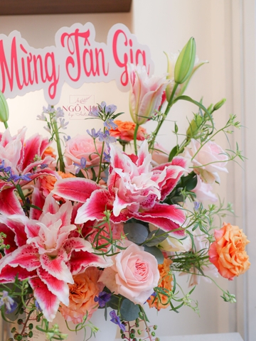 Bình Hoa Ly Kép Tone Hồng 268