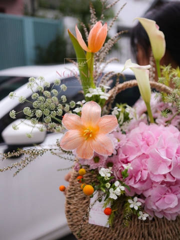 Giỏ Hoa Nhập Khẩu Tone Hồng 022