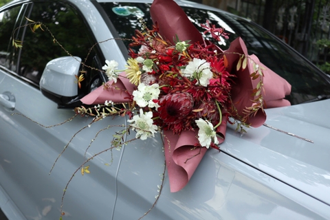 Bó hoa style Hàn Quốc tone đỏ