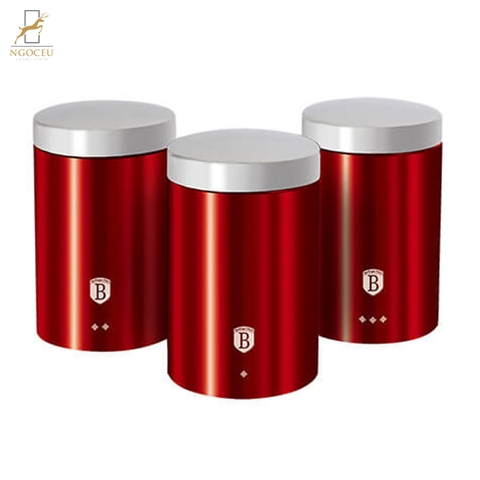 Bộ 3 hộp đựng thực phẩm Berlinger Haus BH/1343 - Màu đỏ ánh kim