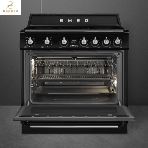 Bếp từ hỗn hợp kèm lò nướng Smeg TR90IPBL