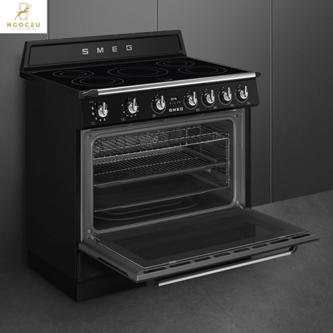Bếp từ hỗn hợp kèm lò nướng Smeg TR90IPBL